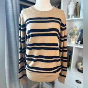 Banana Republic Merino Wool and Cashmere Blend Tan Striped Knit Sweater